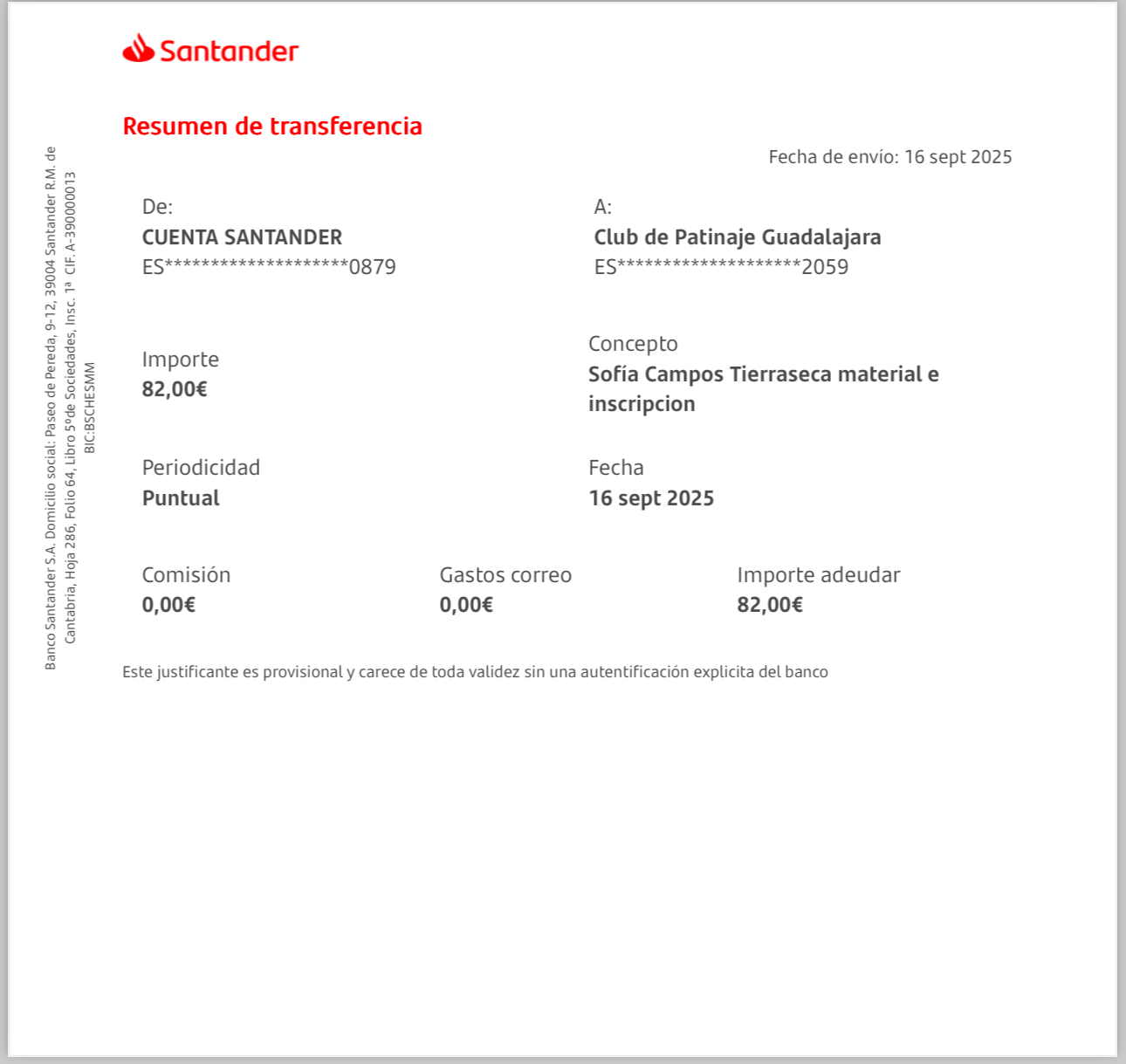 Adjuntar copia del resguardo del ingreso bancario