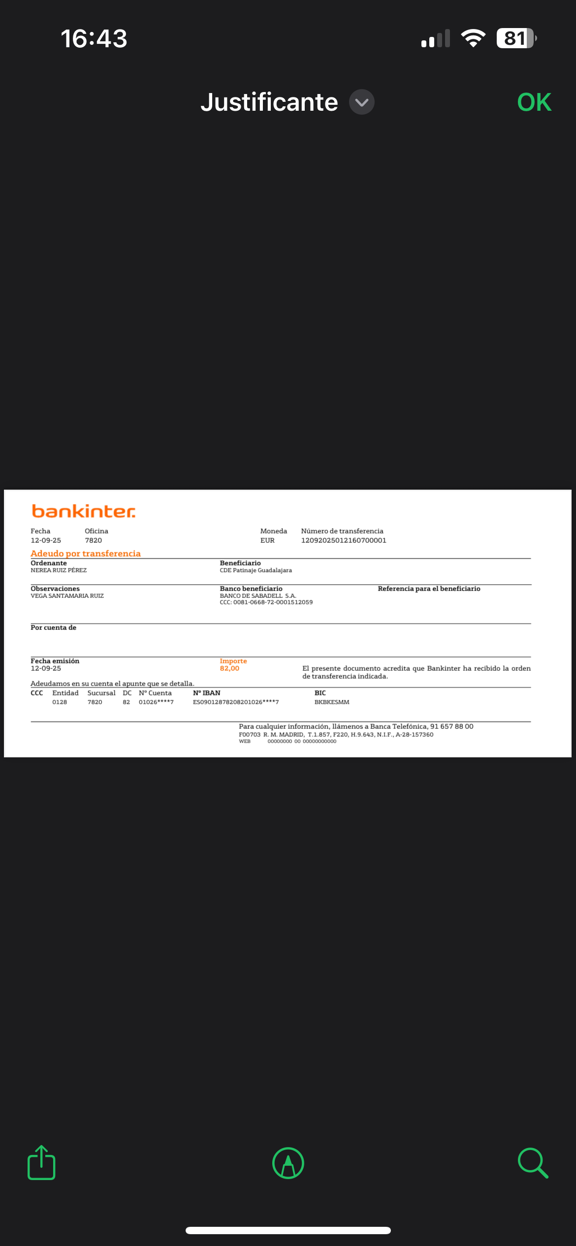 Adjuntar copia del resguardo del ingreso bancario