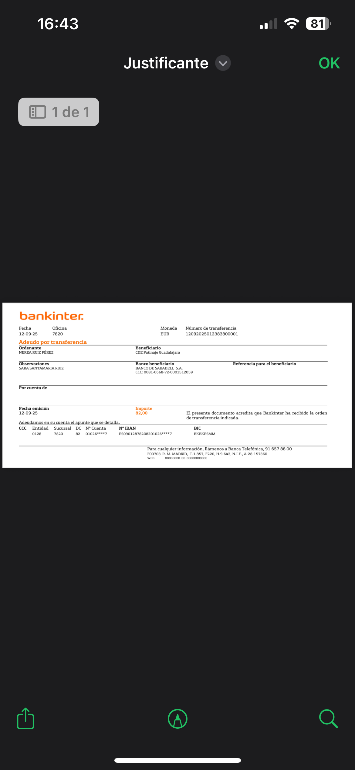 Adjuntar copia del resguardo del ingreso bancario