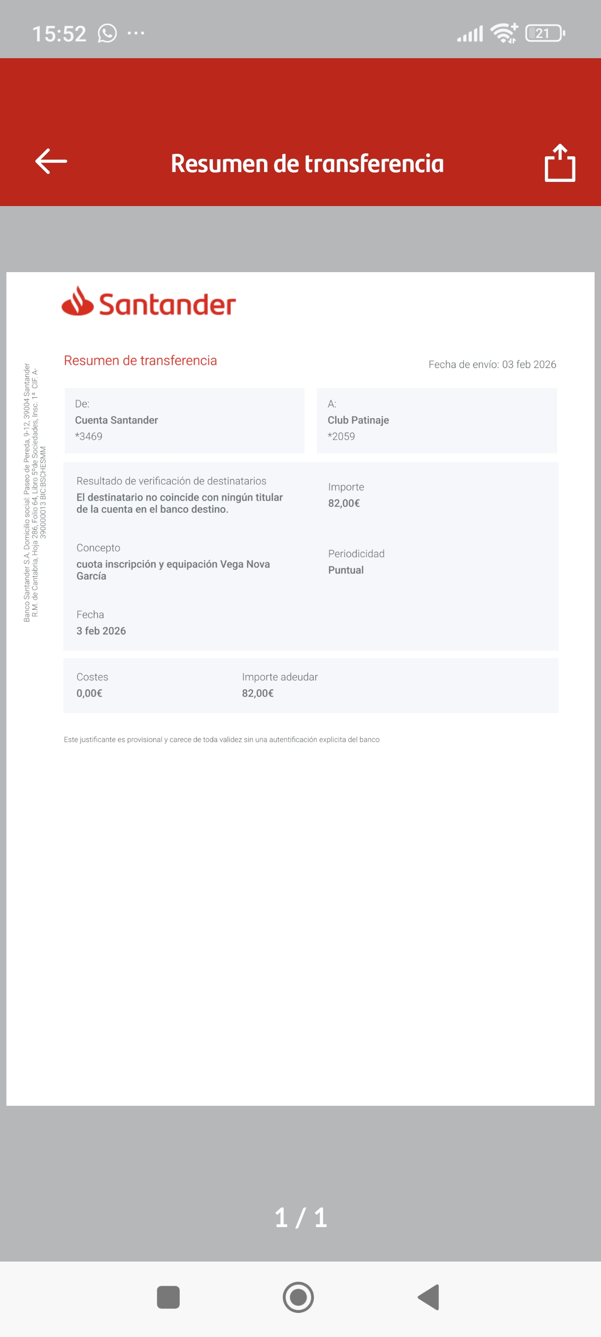 Adjuntar copia del resguardo del ingreso bancario